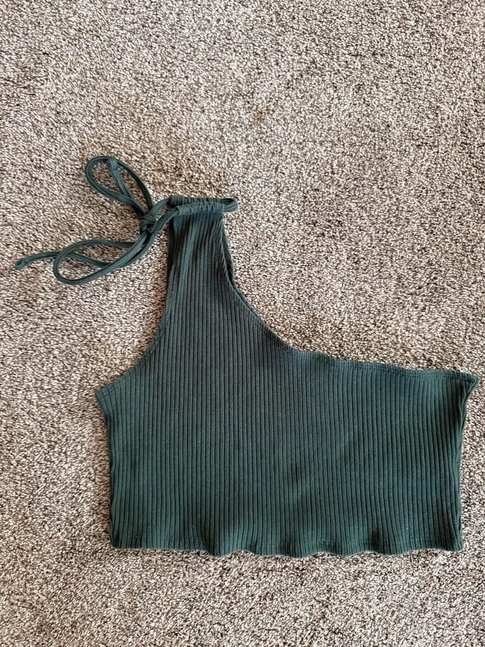 Aerie Ribbed One-Shoulder Tie-Strap Crop Top